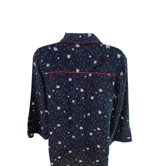Zara Woman Star Print Long Sleeve Button Down Shirt Dress Night Sky Patriotic - Picture 6 of 8